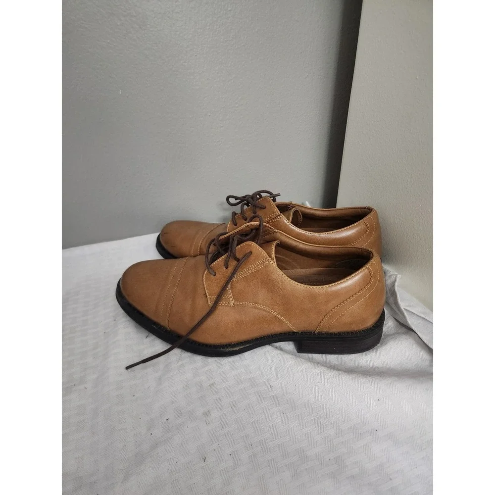 George Mens Tan Brown Cap Toe Oxford Dress Shoes Size 7.5 Business Casual